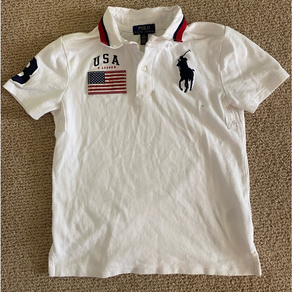 Ralph Lauren, boys polo shirt, white, cotton